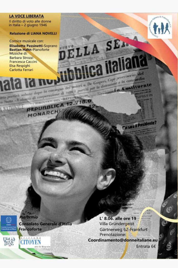 Locandina dell'evento La Voce liberata con la foto storica di Federico Patellani